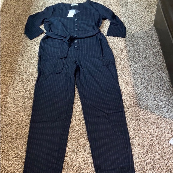 MANGO striped v-neck long jumpsuit - Picture 4 of 6